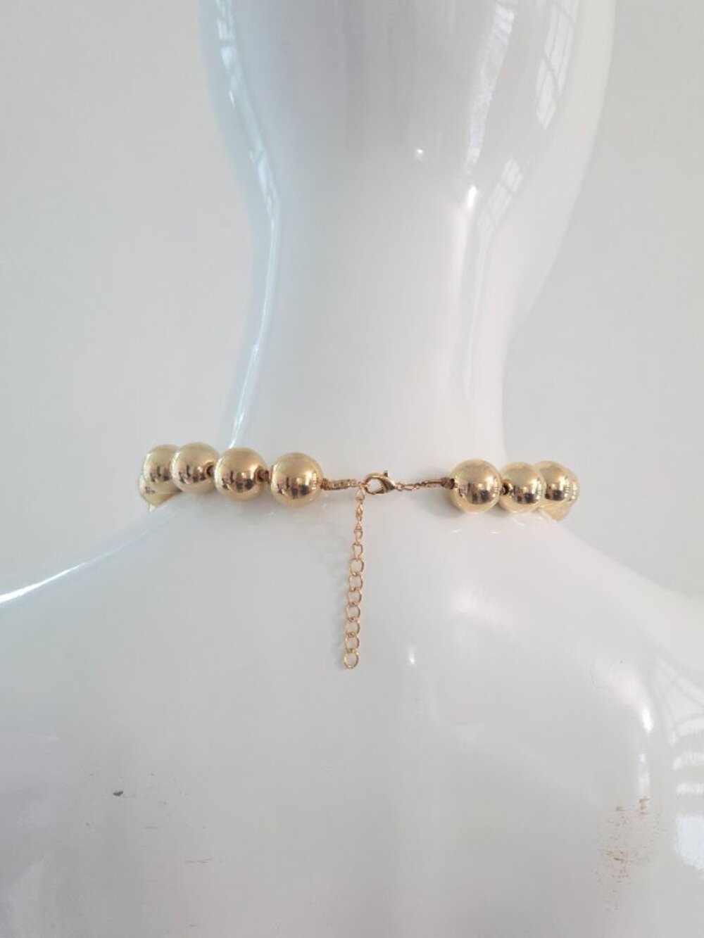 Chunky Gold Bead Statement Necklace Bold Sphere Collar Chic Jewelry - Picture 7 of 11